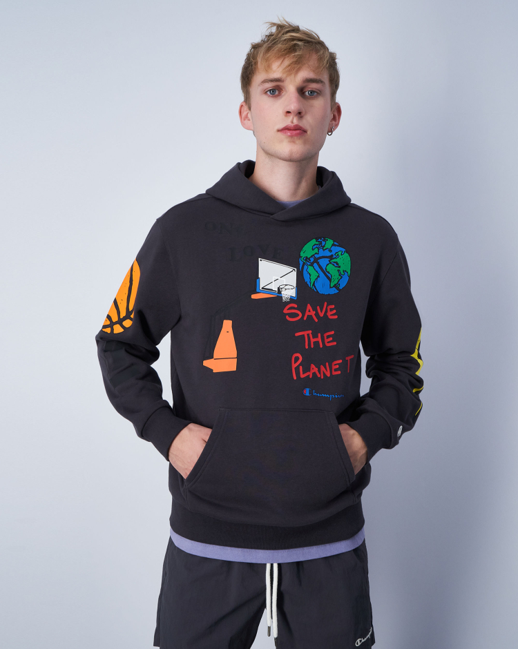 Champion Felpa Con Cappuccio Eco Future Nero Uomo