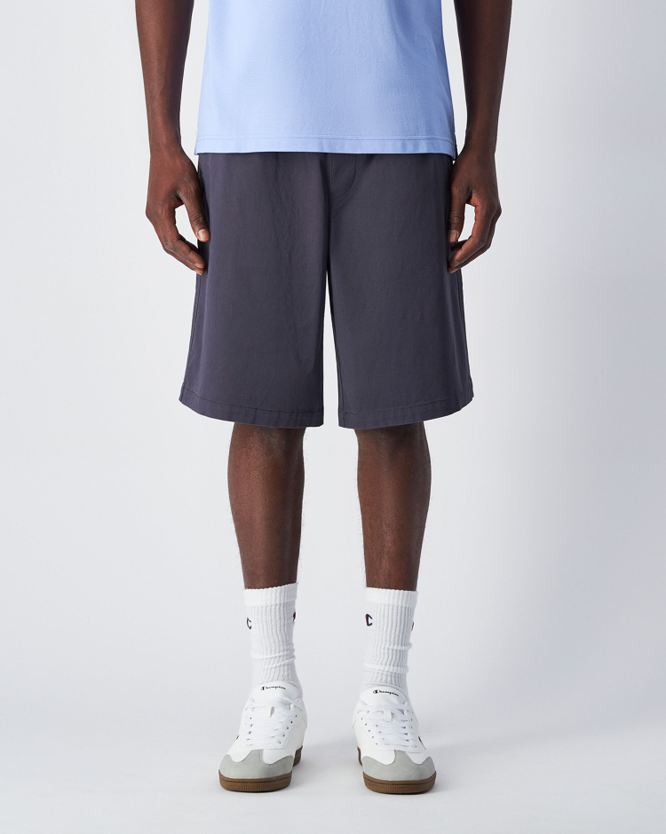 Shorts in Woven Mineral Dye Nero Uomo