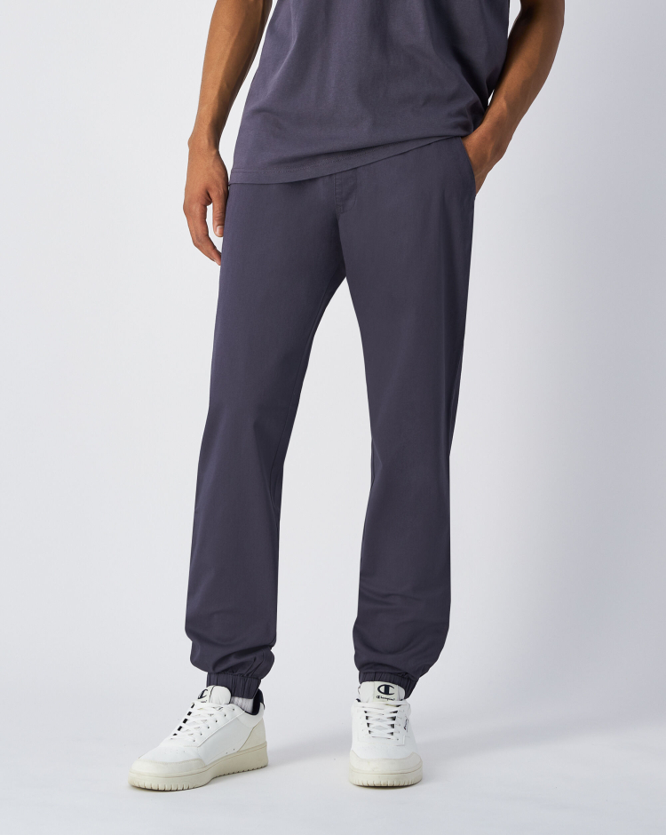 Pantaloni Con Polsini Elastici in Woven Mineral Dye Grigio Uomo