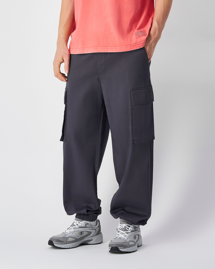 Pantaloni Cargo Con Polsini Elasticizzati Mineral Dye Grigio Uomo