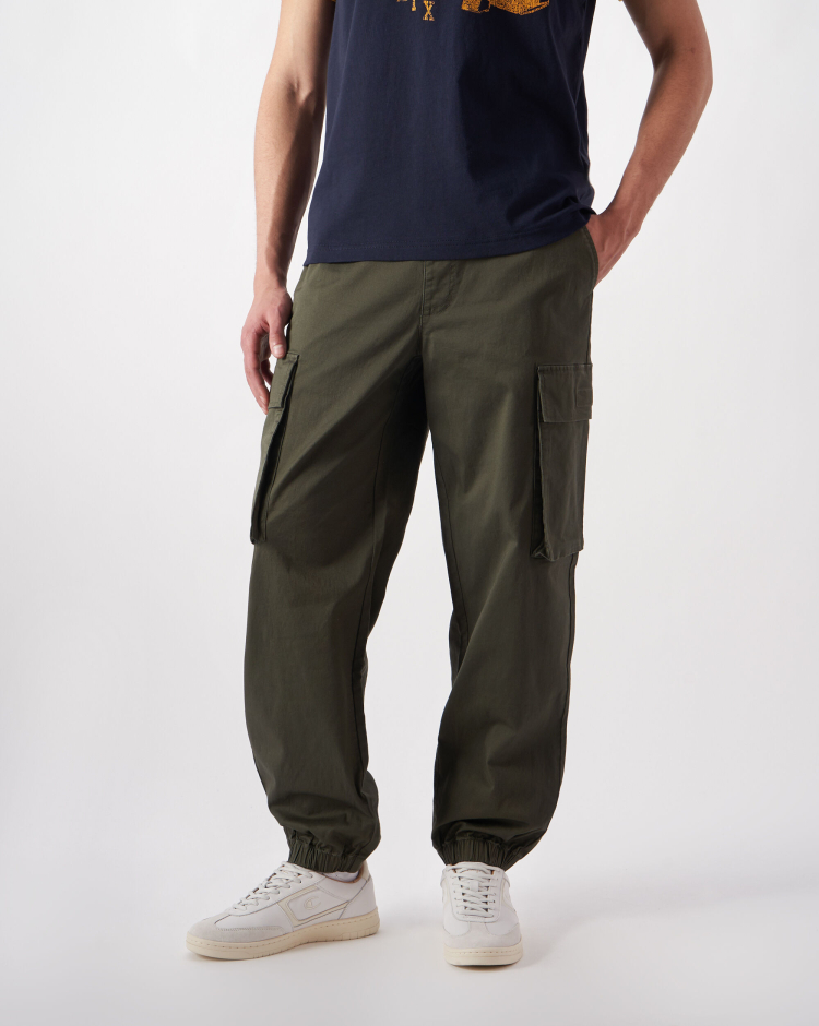 Pantaloni Cargo Con Polsini Elasticizzati Mineral Dye Verde Uomo