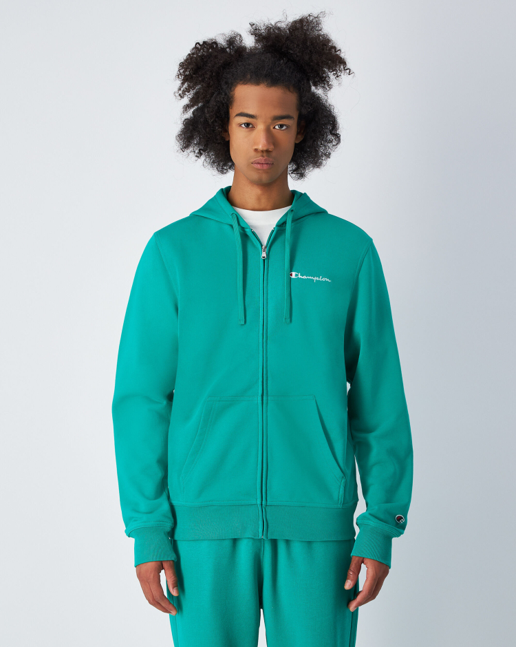 Felpa Full-Zip Con Cappuccio Icons Verde Uomo