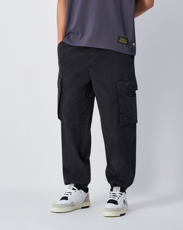 Pantaloni Cargo in Woven Time Capsule Nero Uomo