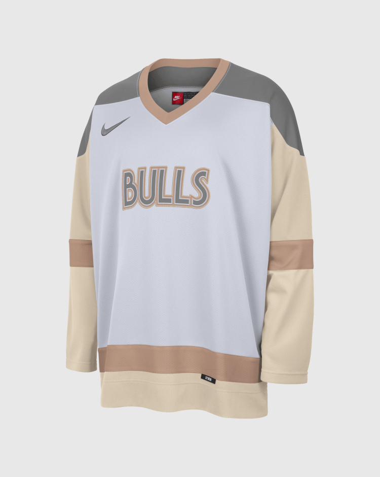 T-Shirt Hockey Chicago Bulls Bianco Uomo