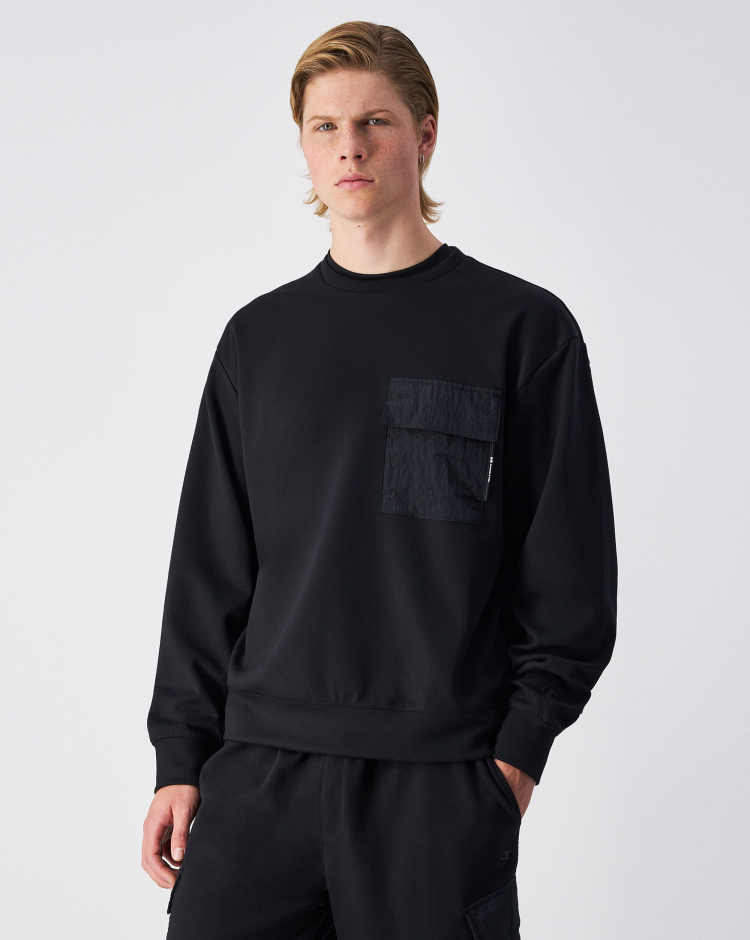 Felpa Girocollo C-Tech Nero Uomo
